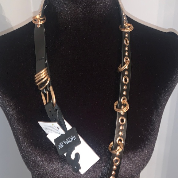 Rachel Zoe Accessories - 🔥LOW PRICE 🔥NEW- RACHEL ZOE LA NY Chic Black Belt with Gold Rings Belt